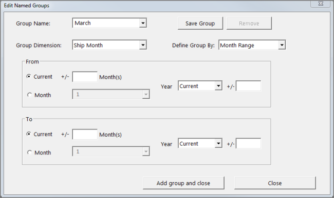 Edit named group, date range settings.